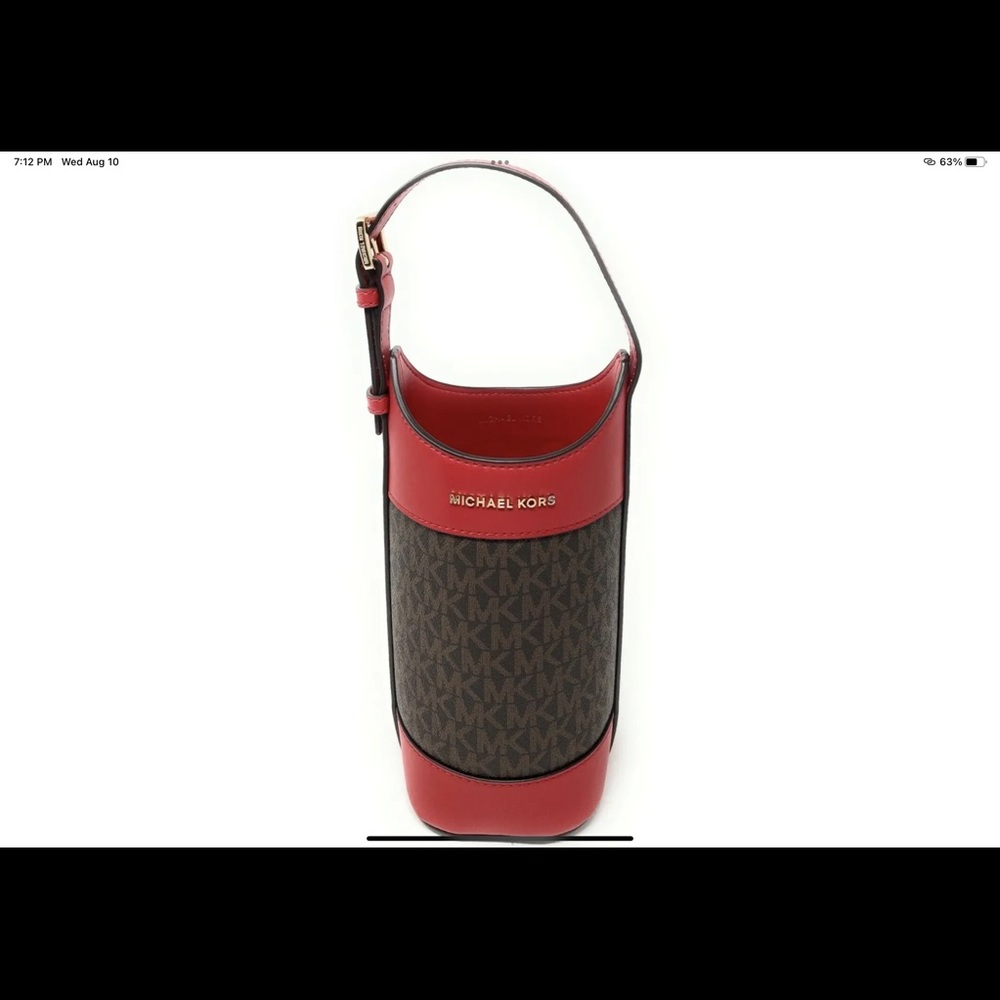 Michael Kors Signature Wine Bottle Holder Flame Red BNWT